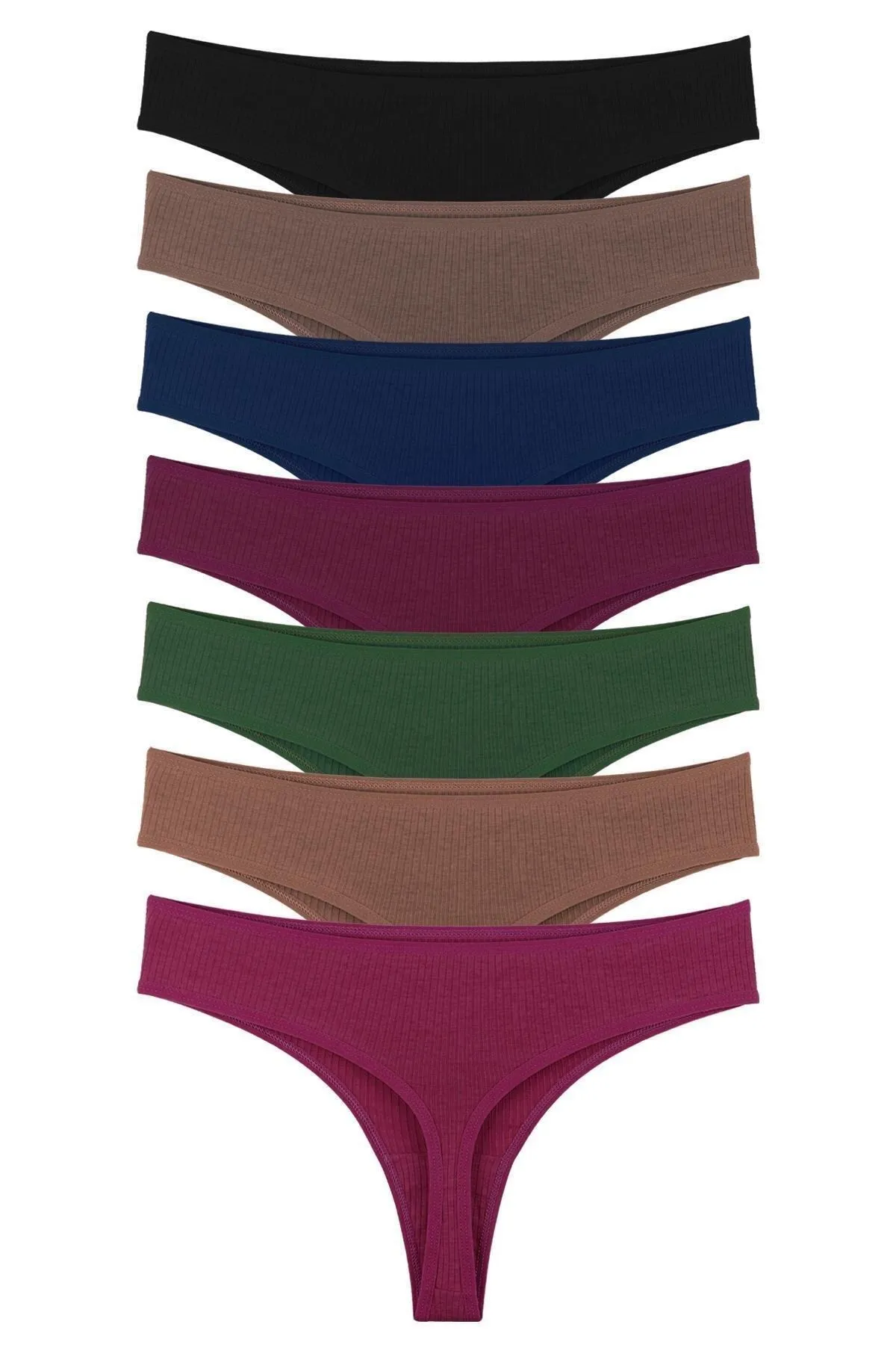 Sensu  Gerippter brasilianischer Tanga für Damen im 7er-Pack