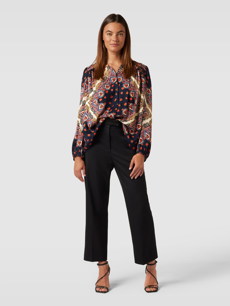 Bluse mit Ornament-Muster Modell 'RAVEL' in anthrazit