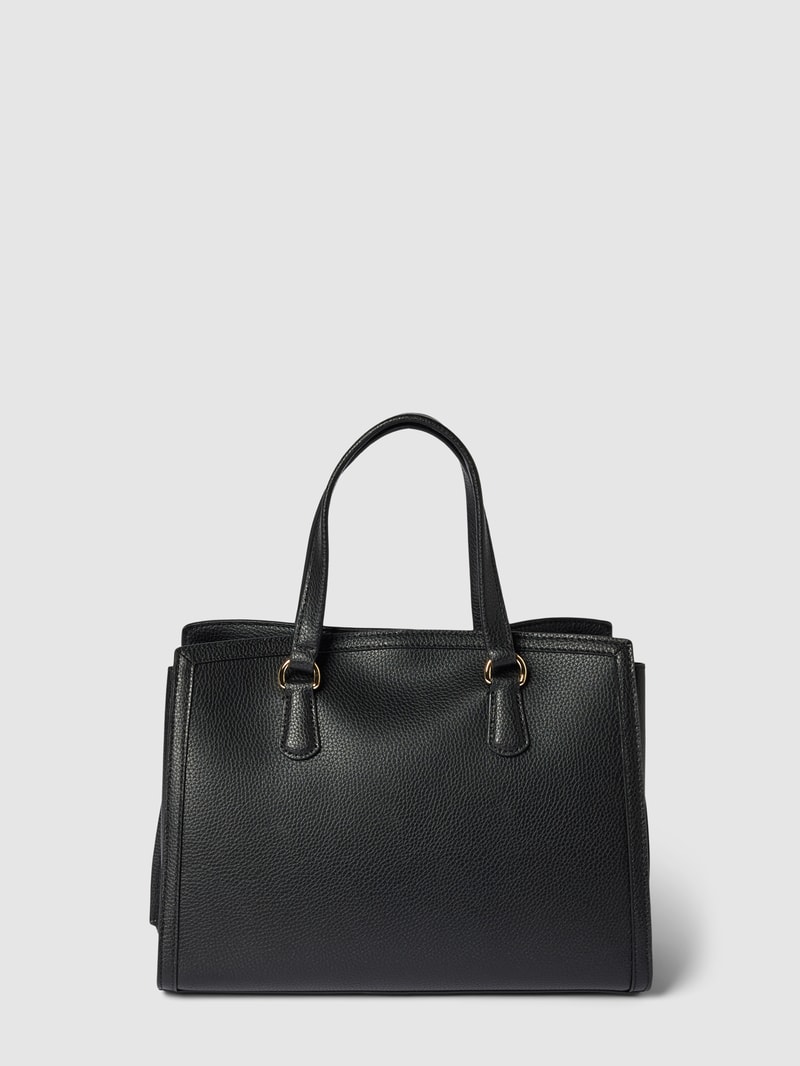 Handtasche aus Leder mit Label-Applikation Modell 'CHANTAL' in schwarz