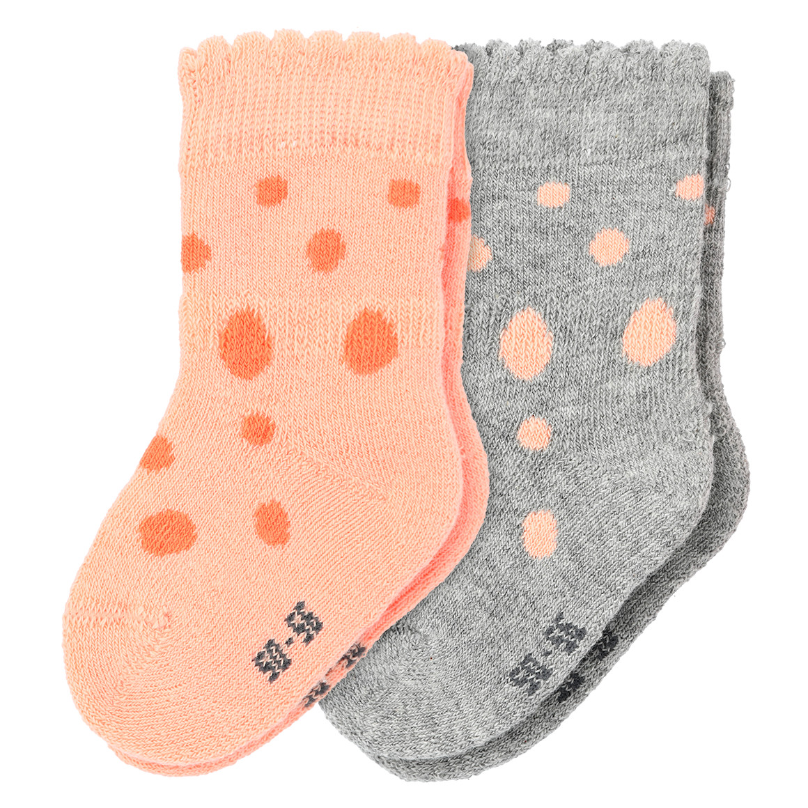 2 Paar Newborn Frottee-Socken mit Punkten