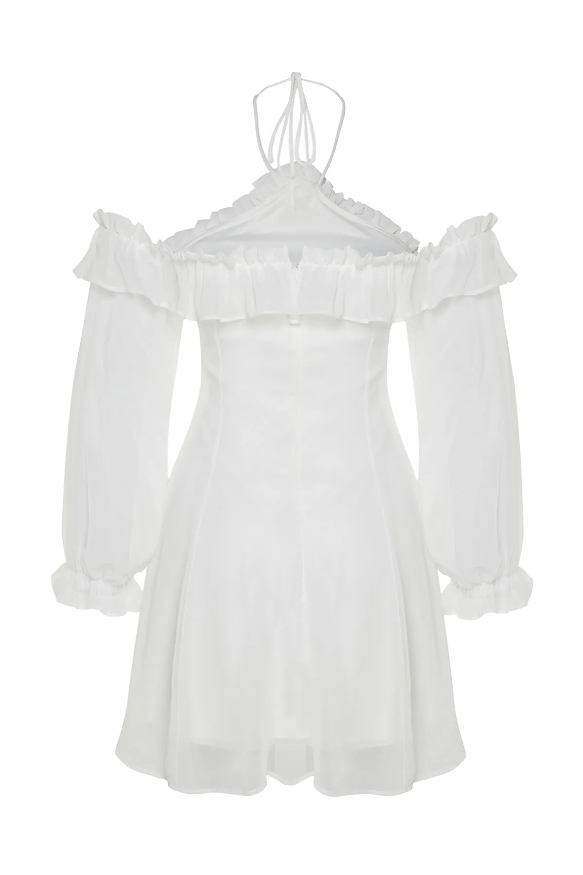 Trendyol Collection  Ecru gefüttertes, bedrucktes Chiffon-Brautabendkleid TPRSS23EL00131