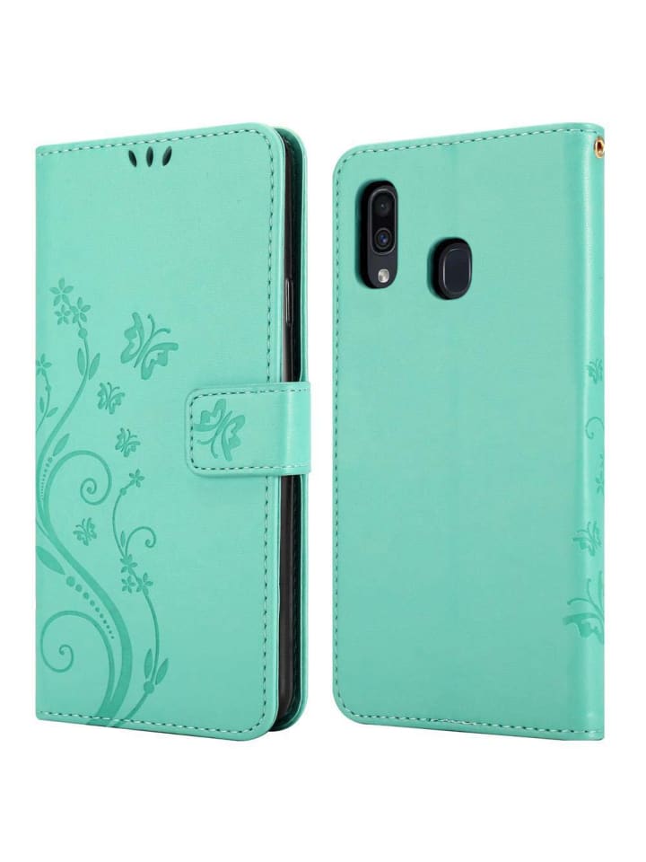 cadorabo Hülle für Samsung Galaxy A20 / A30 / M10s Blumen Design in FLORAL TÜRKIS günstig kaufen onesize
