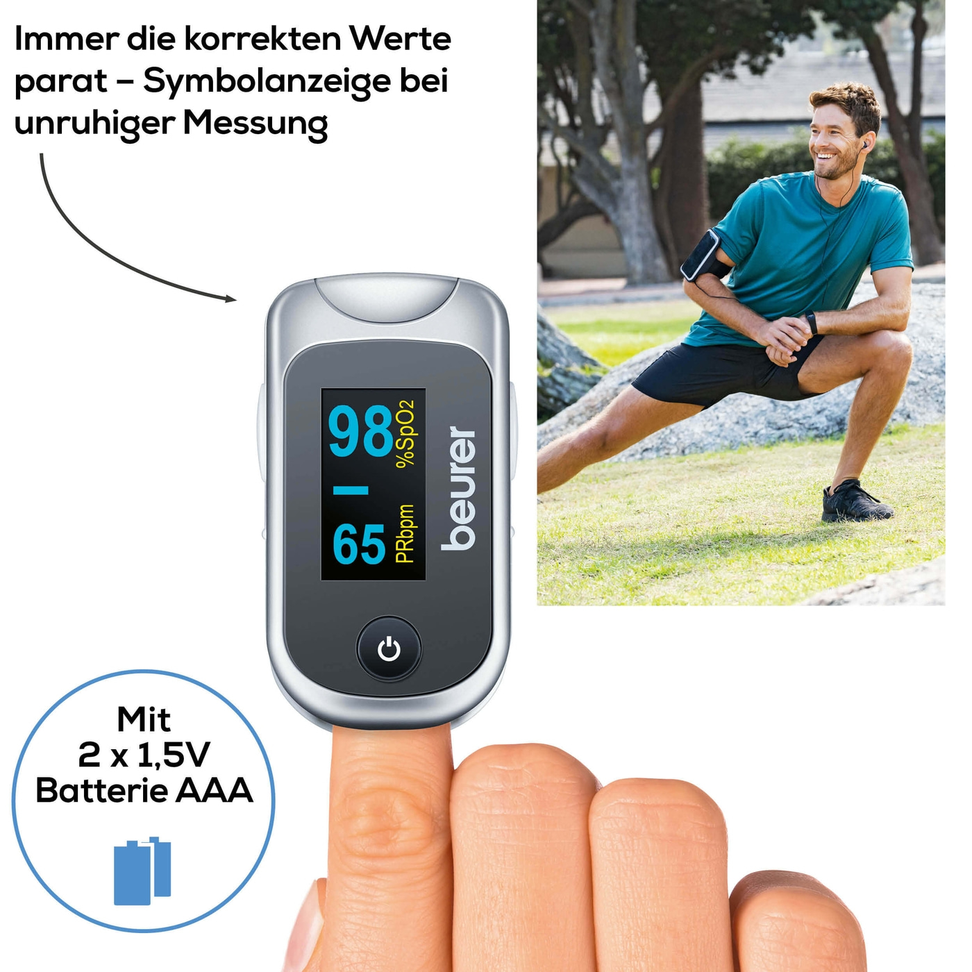Beurer Pulsoximeter PO 40-Praktische Selbstkontrolle der Sauerstoffsättigung