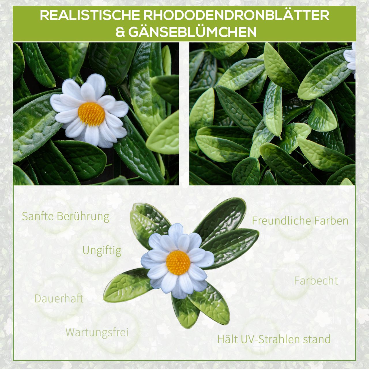 Outsunny 12 Stück künstliches Pflanzenwand Garten Outdoor Dekor