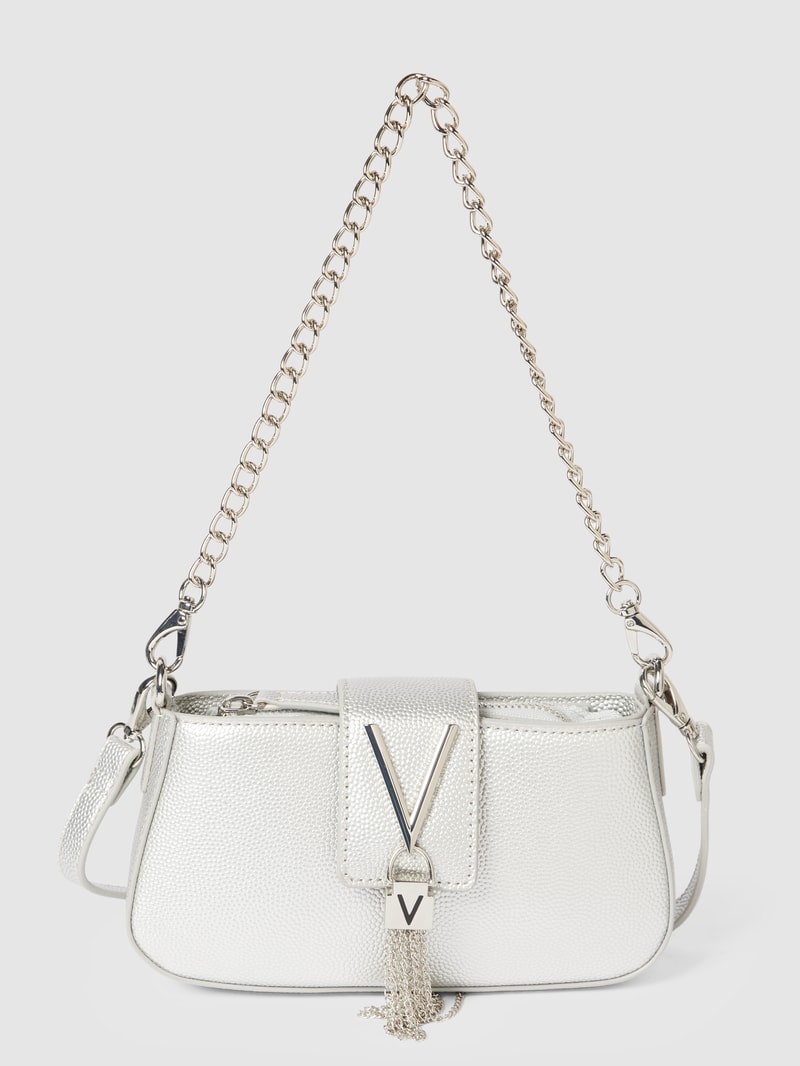 Handtasche mit Label-Details Modell 'DIVINA' in silber