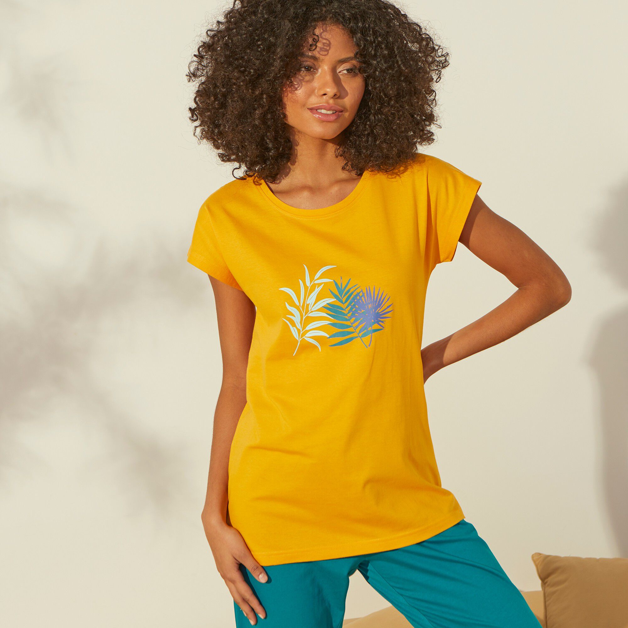 Tee-shirt de pyjama en coton manches courtes