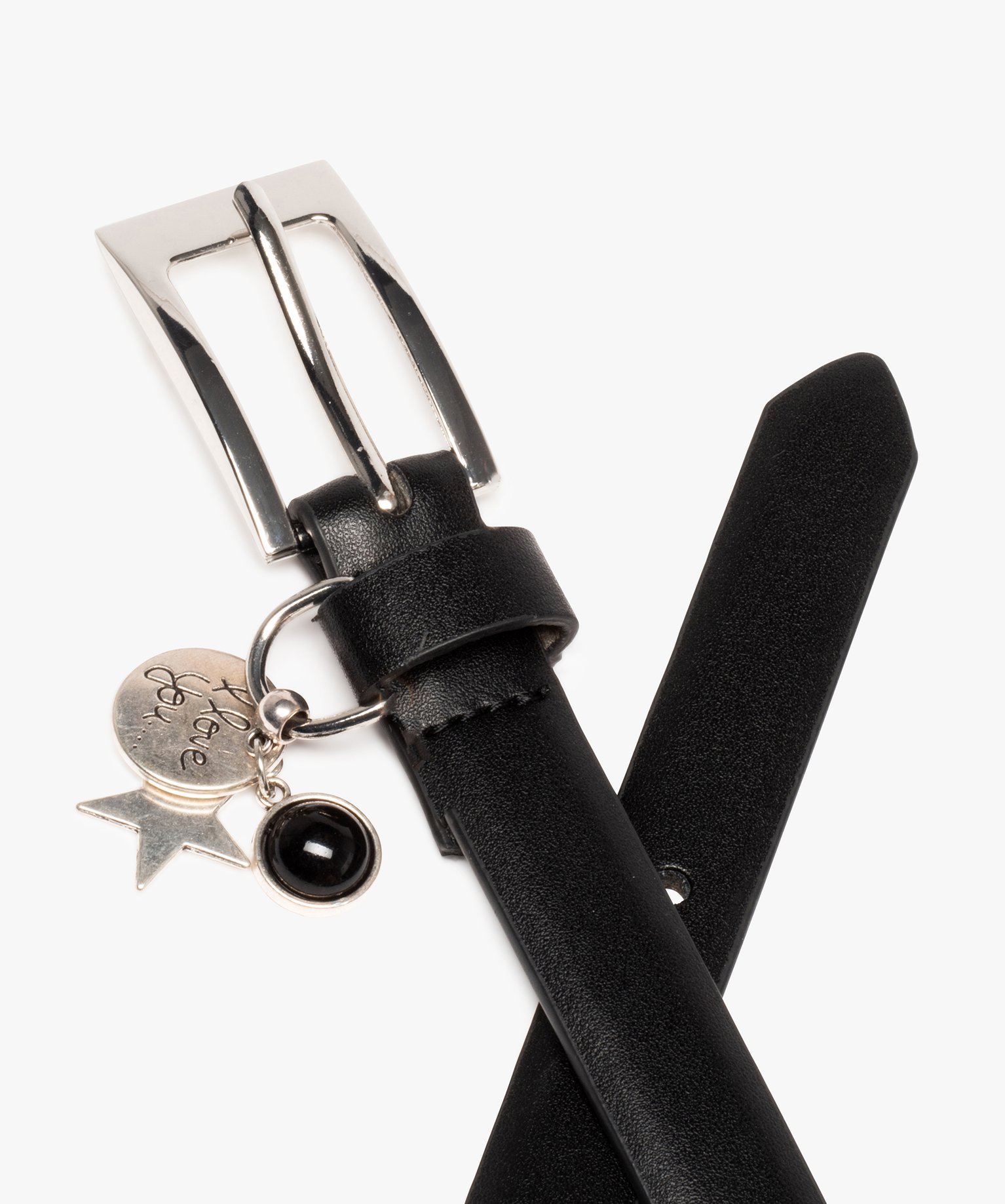 Ceinture fille à breloques argentées noir | GEMO