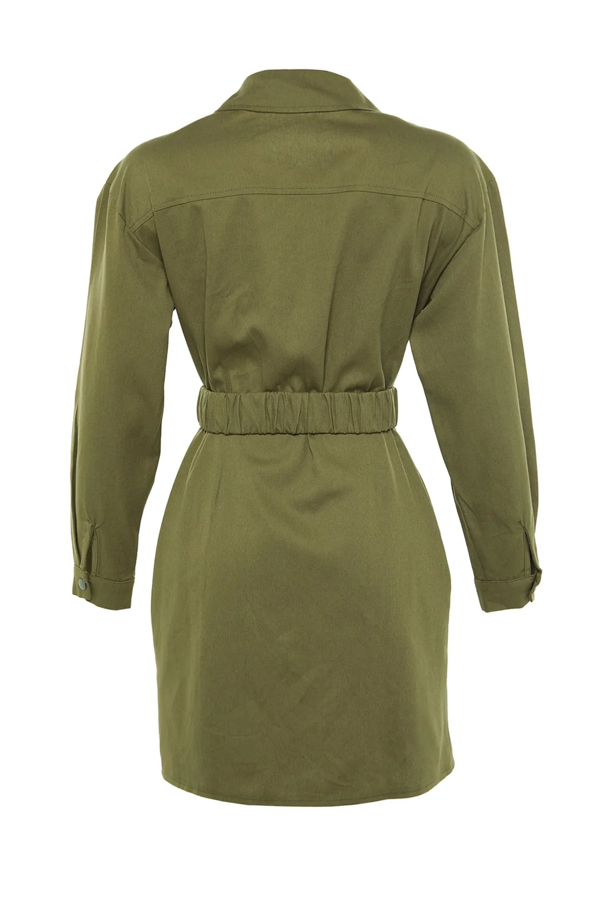Trendyol Collection  Khakifarbenes, gewebtes Jackenkleid mit Gürtel und Knöpfen TWOAW22EL0446
