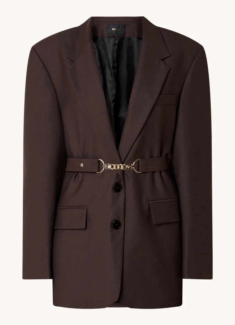 Maje Blazer in wool blend with shoulder pads and belt