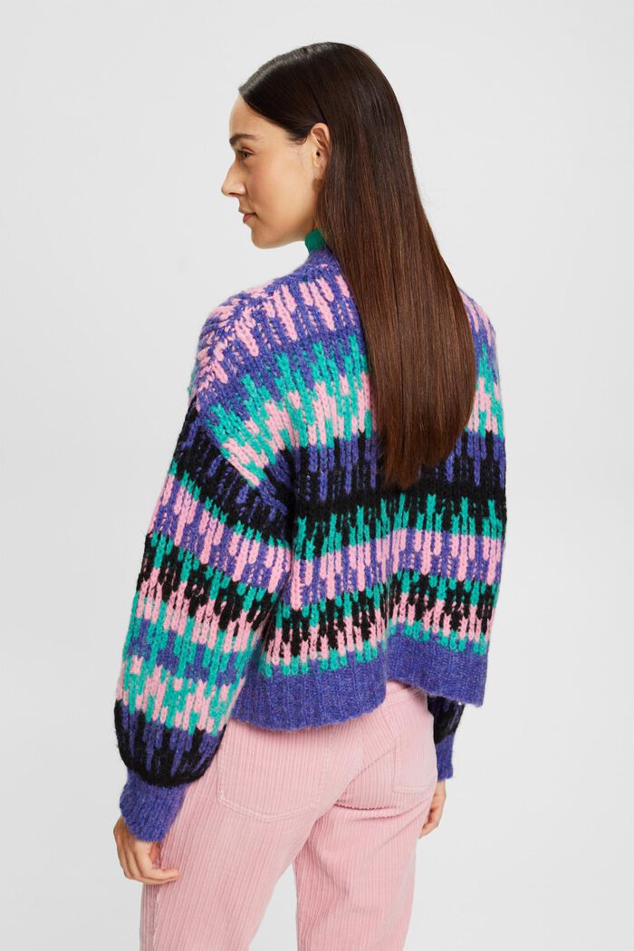 Mehrfarbiger Grobstrickpullover aus Wollmix