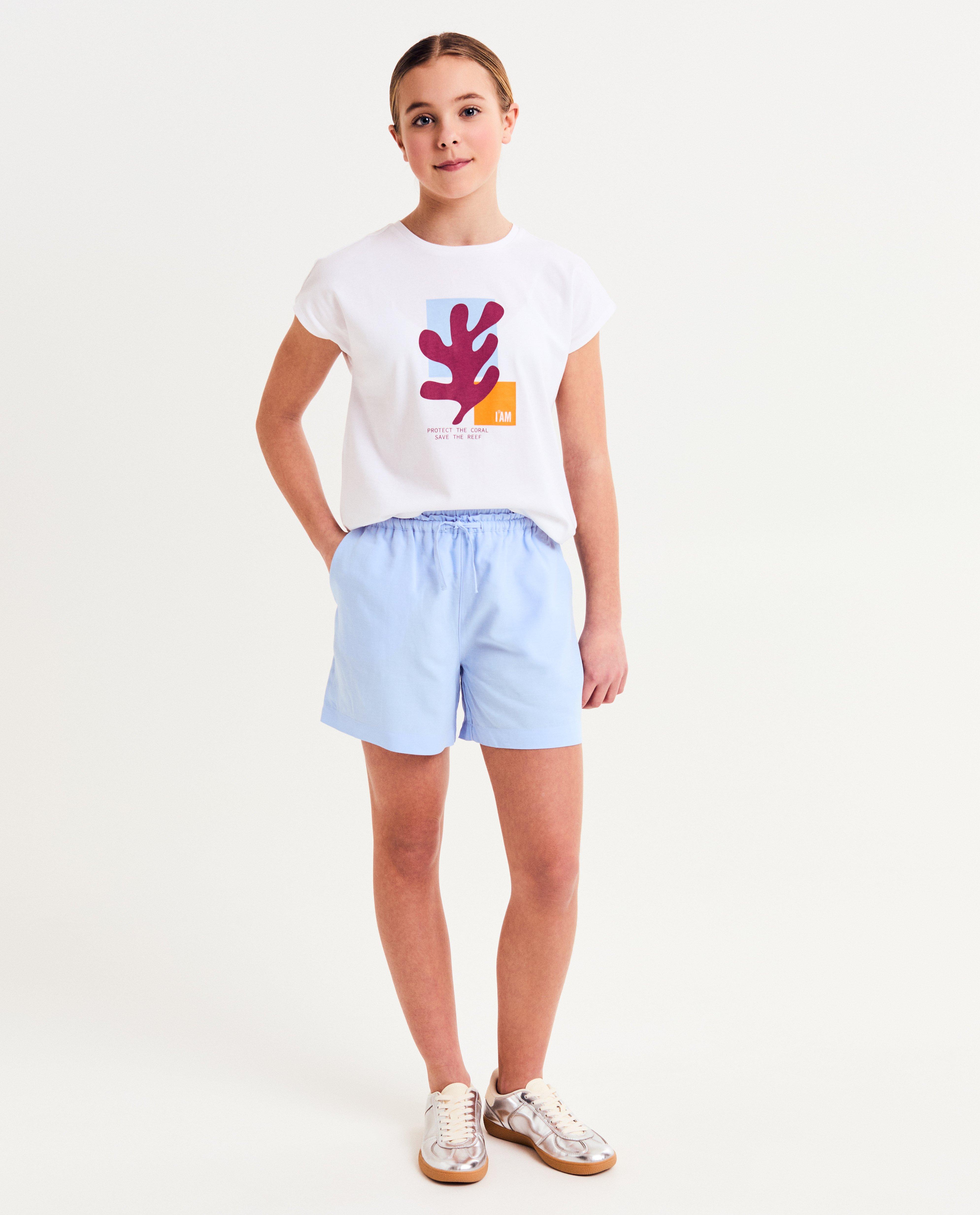 Pantaloni scurți I AM albastru deschis cu viscoză LENZING™ ECOVERO™, 128-164 albastru deschis