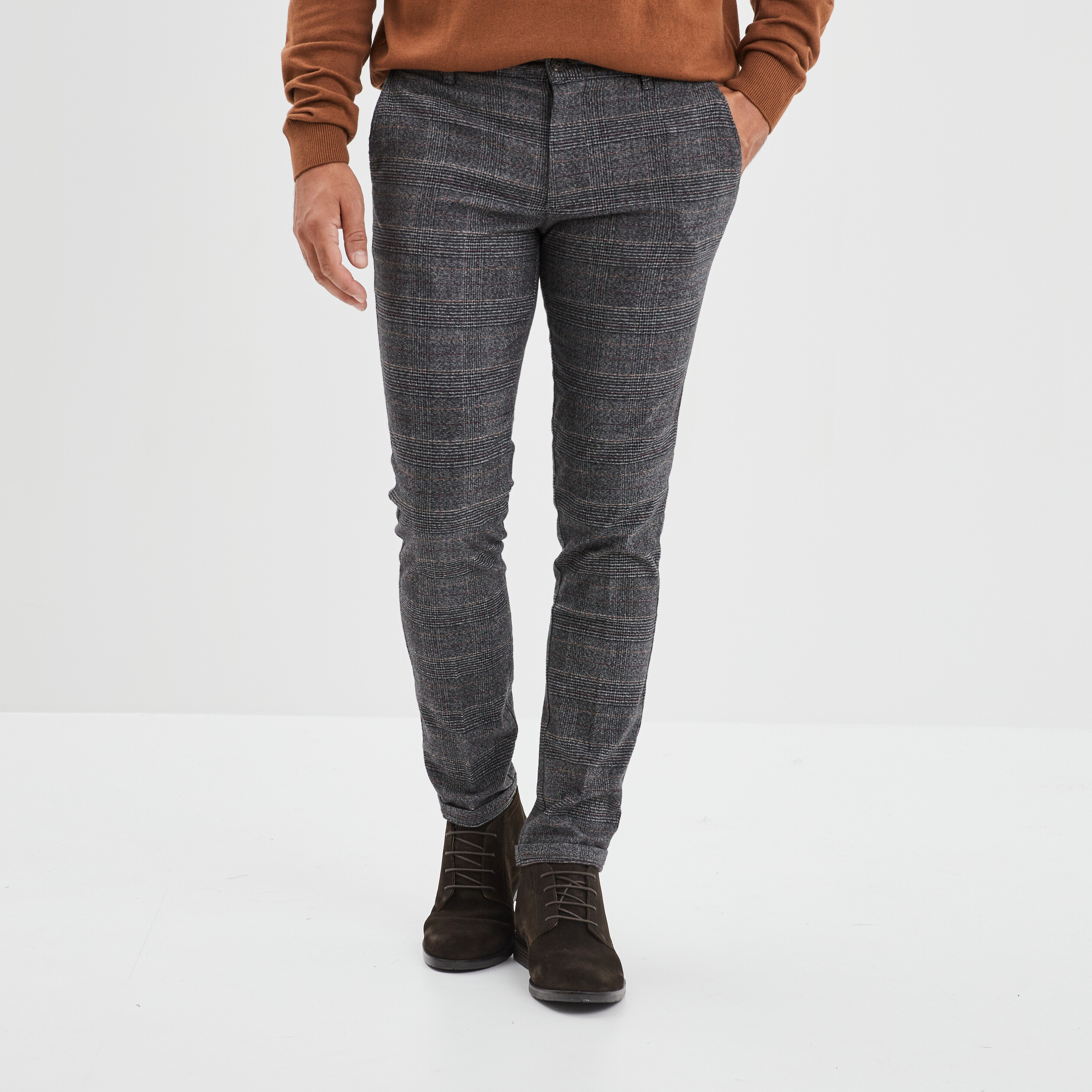 Pantalon chino slim coton Creeks gris homme | La Halle