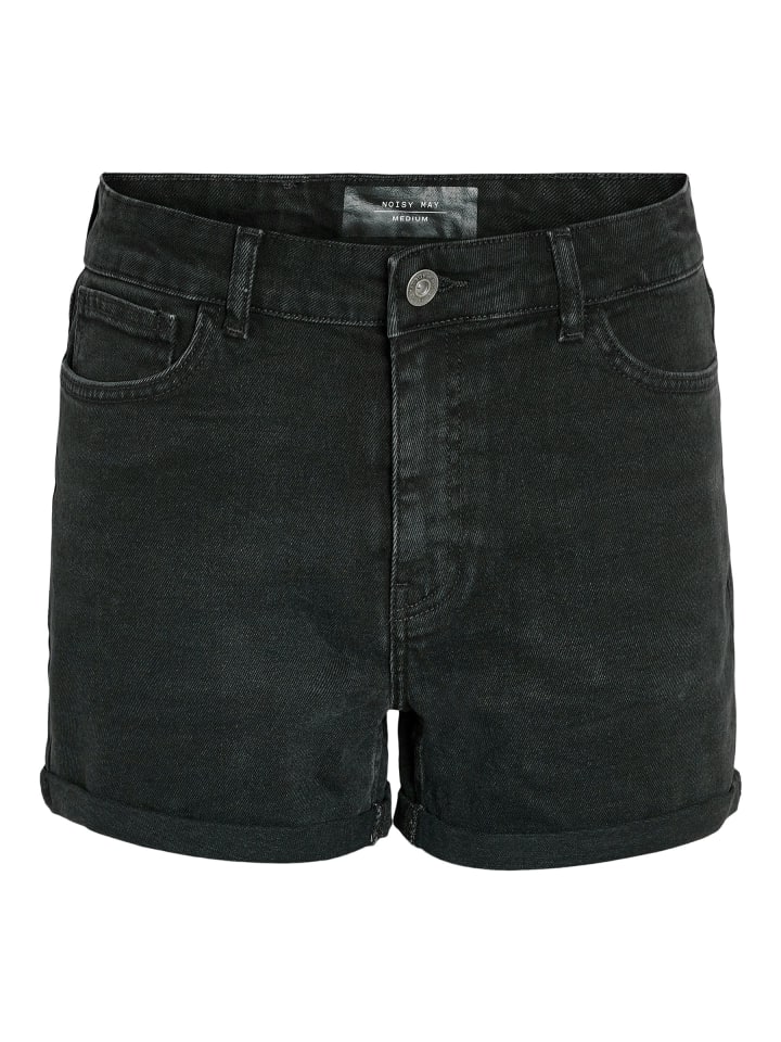 Noisy may Damen Jeans Shorts mit umgeschlagenem Saum in Schwarz günstig kaufen