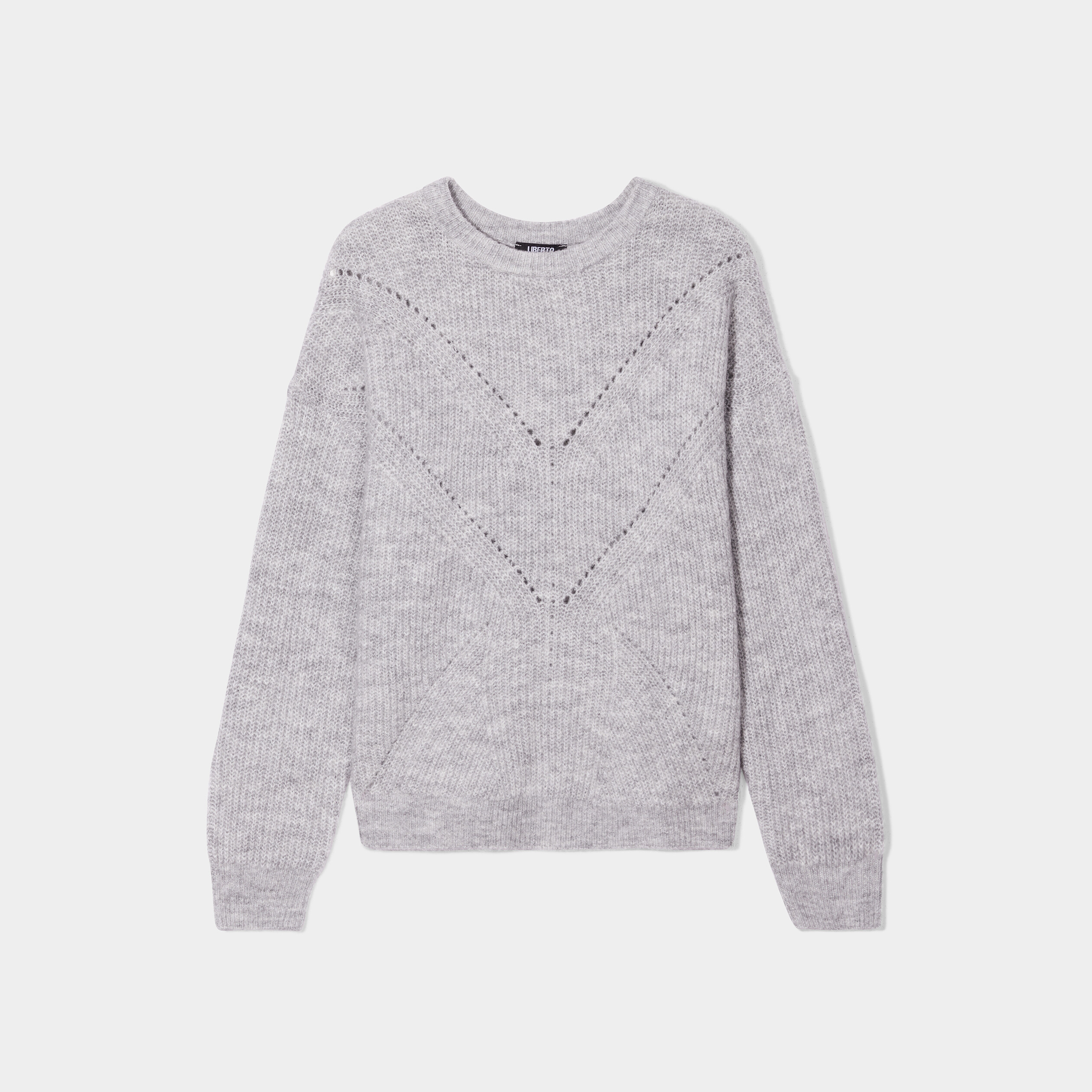 Pull avec détails ajourés gris clair femme | La Halle