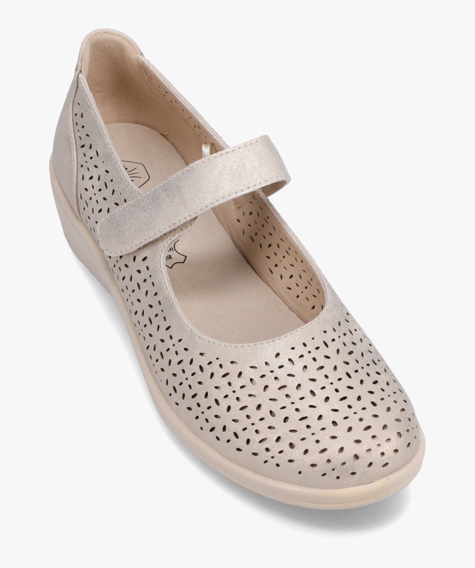 Ballerines femme confort à bride scratch dessus ajouré or | GEMO
