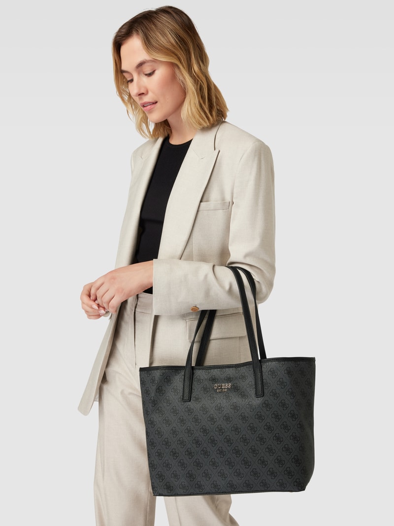 Tote Bag mit Allover-Logo Modell 'VIKKY' in graphit