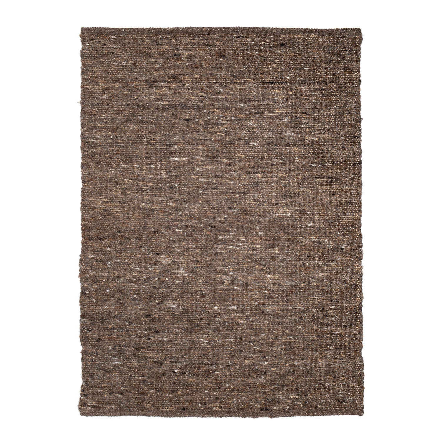 Wollteppich TaraCarpet Handwebteppich Oslo, TaraCarpet, rechteckig, Höhe: 10 mm, Schurwolle Handgewebt braun meliert Wohnzimmer Schlafzimmer 060x090 cm