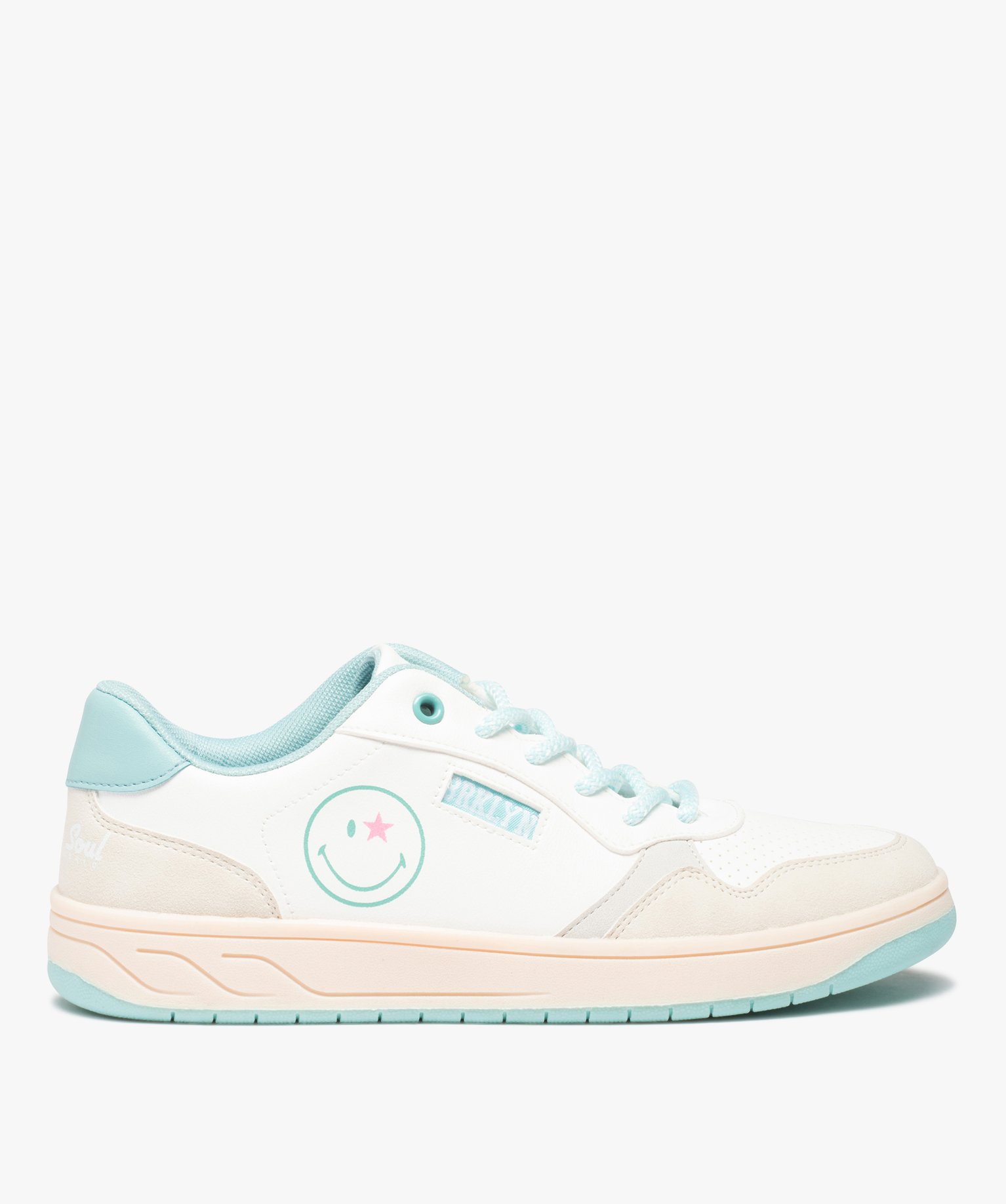 Tennis femme style rétro à lacets – Smiley World blanc | GEMO