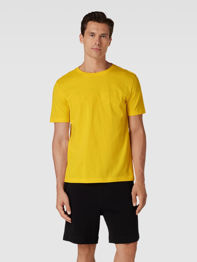 T-Shirt mit Label-Print in gelb