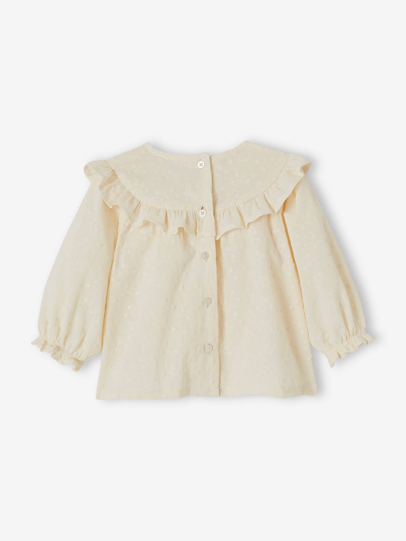 Blouse brodée bébé à volant écru