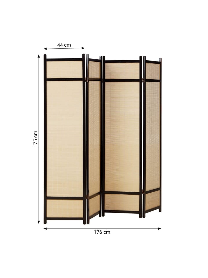 Homestyle4u 4-tlg. Paravent in Schwarz 176x175 günstig kaufen onesize