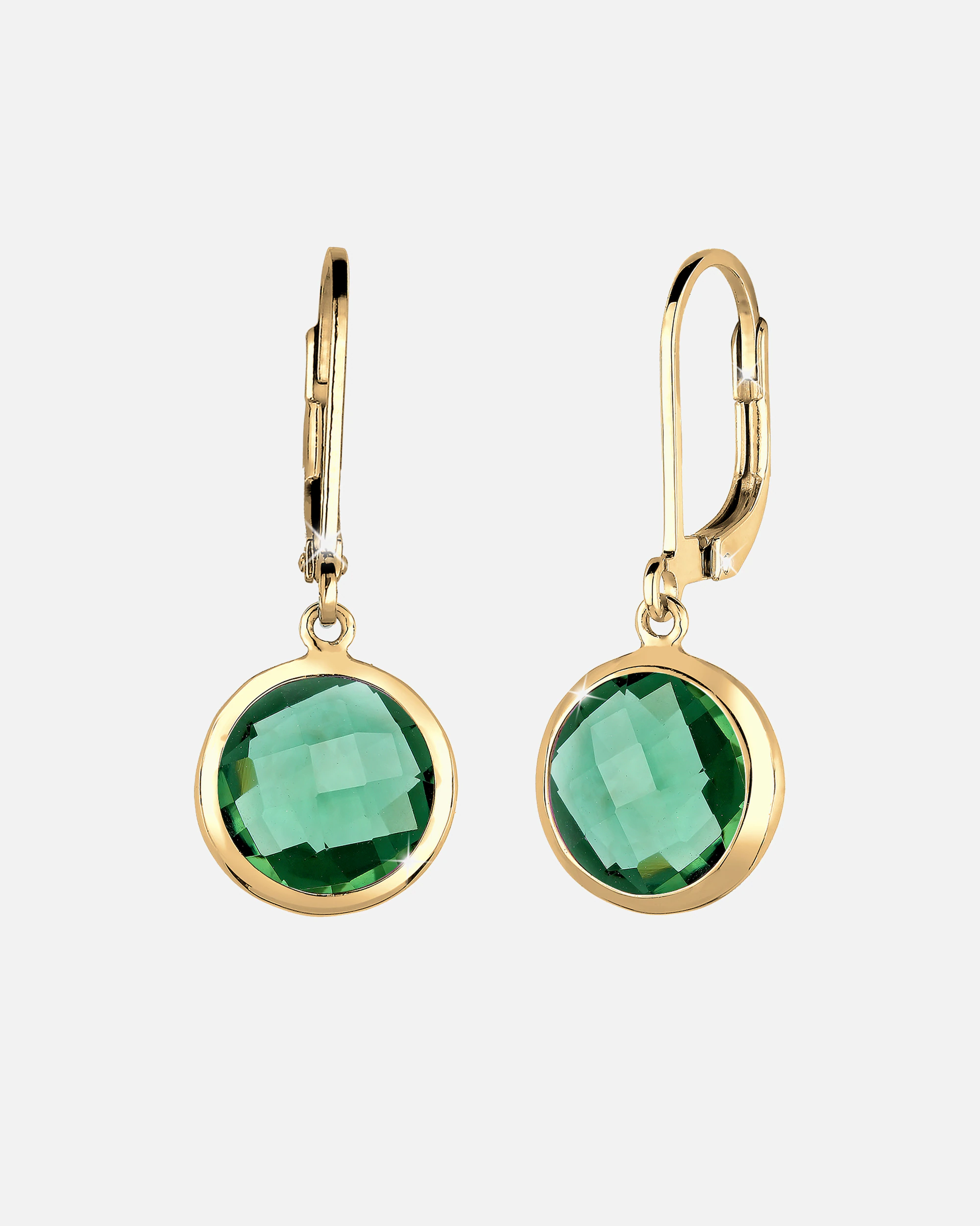 Elli PREMIUM női stílusos elegáns fülbevaló zöld kvarc kövekkel, 925-ös sterling ezüstből, aranyozott