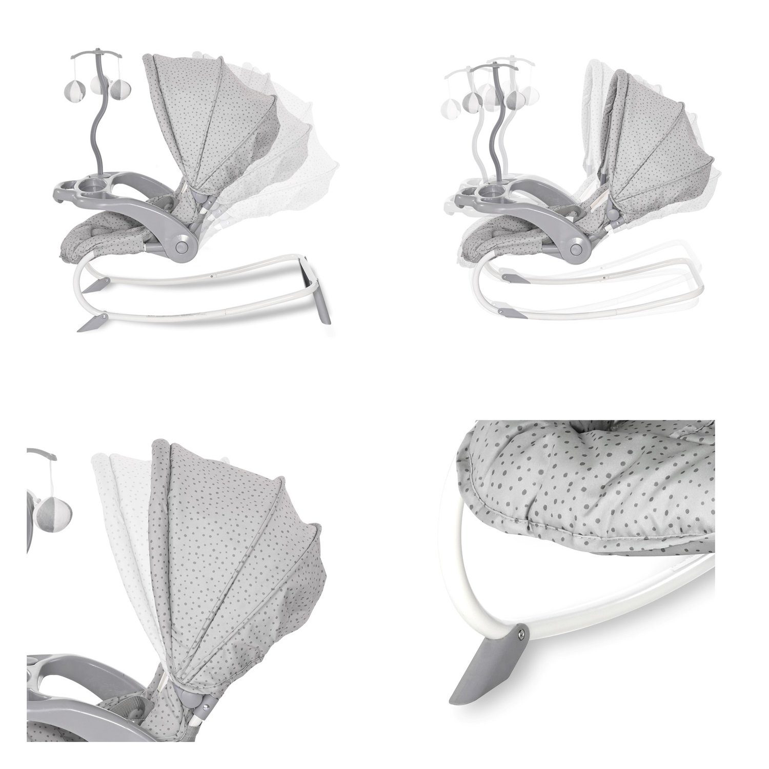 Lorelli Babywippe Baby Rocker, Babywippe Mobile, Mobile, Tisch, Sonnendach, verstellbar