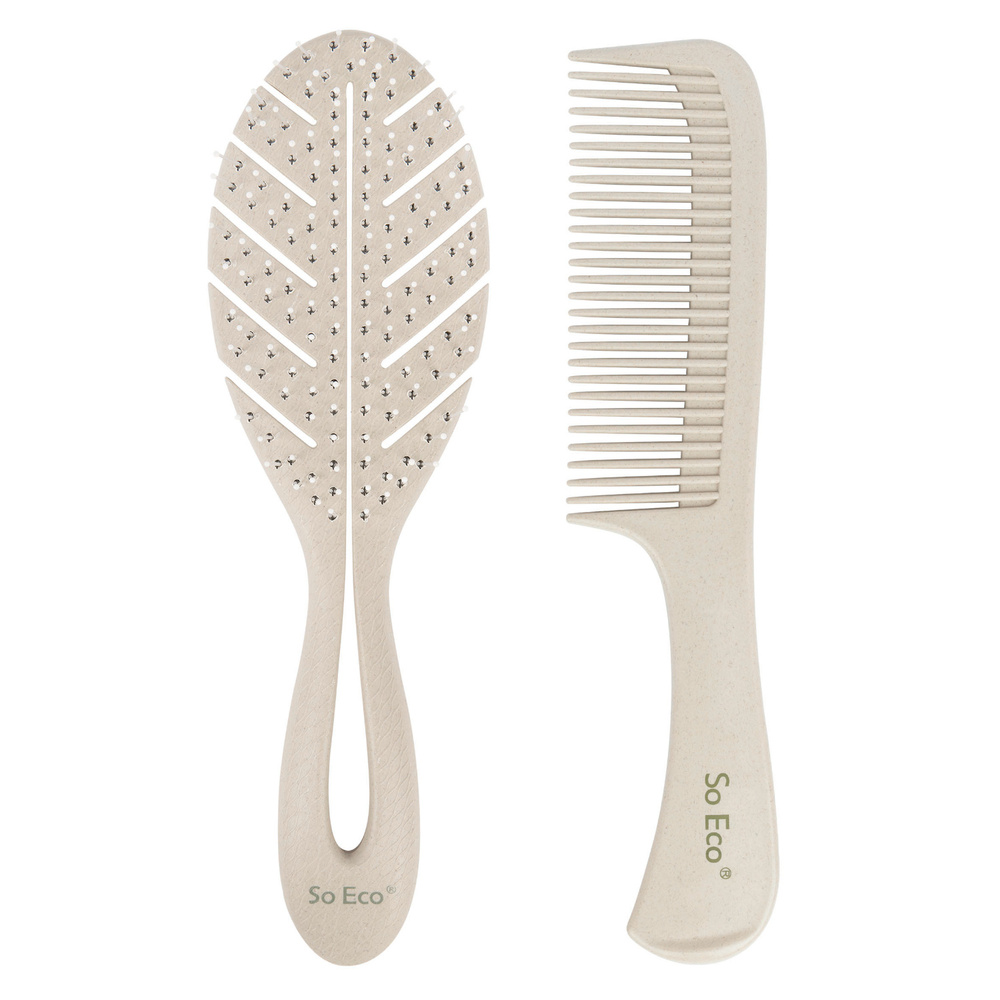 so eco Set de coiffure Brosse et Peigne Naturels Set de Coiffure