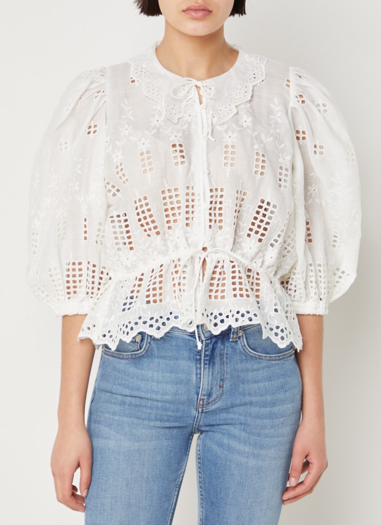 Maje Tunic with openwork detail and floral embroidery