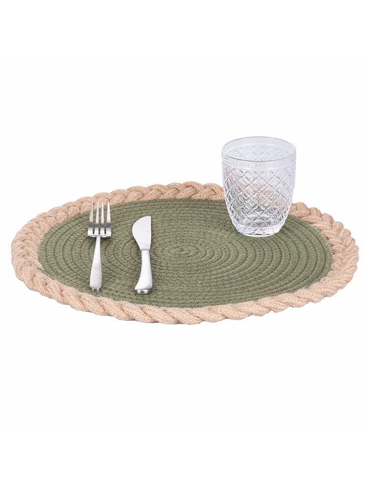 Villa d´Este 3er-Set: Tischsets in Grün/ Beige - Ø 38 cm günstig kaufen onesize