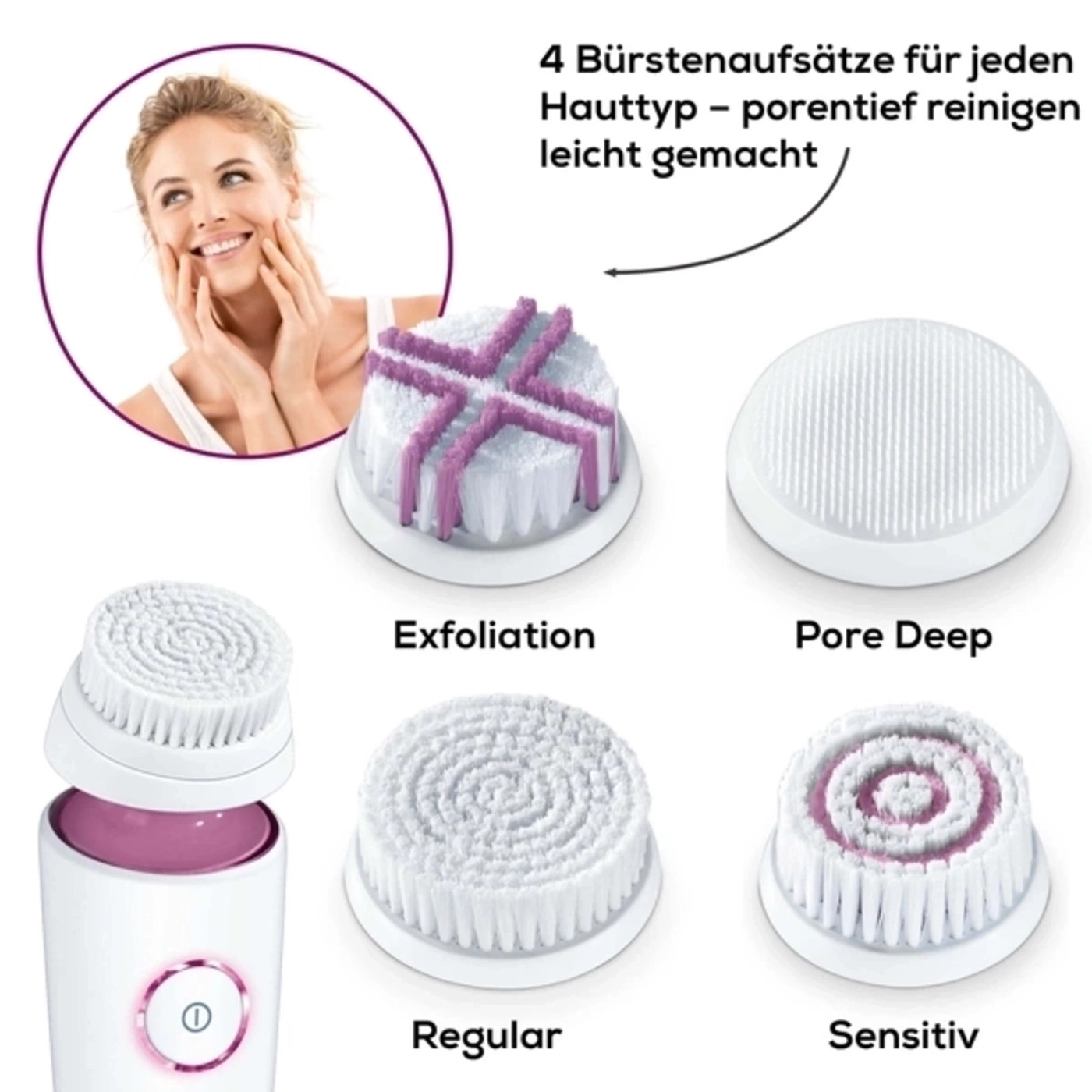 Beurer Gesichtsbürste FC 95 Pureo Deep Cleansing & HL 16 Gesichtsrasierer-Doppelte Pflege für Ihr Gesicht