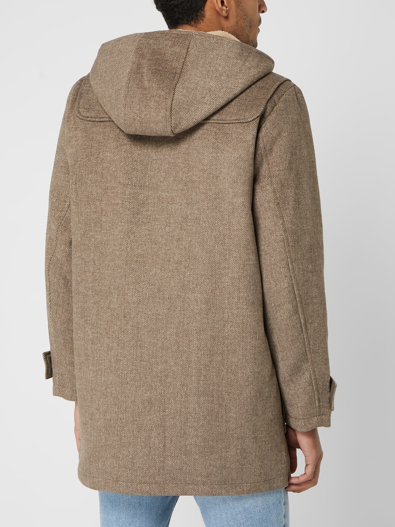 Dufflecoat mit Kapuze in mittelbraun