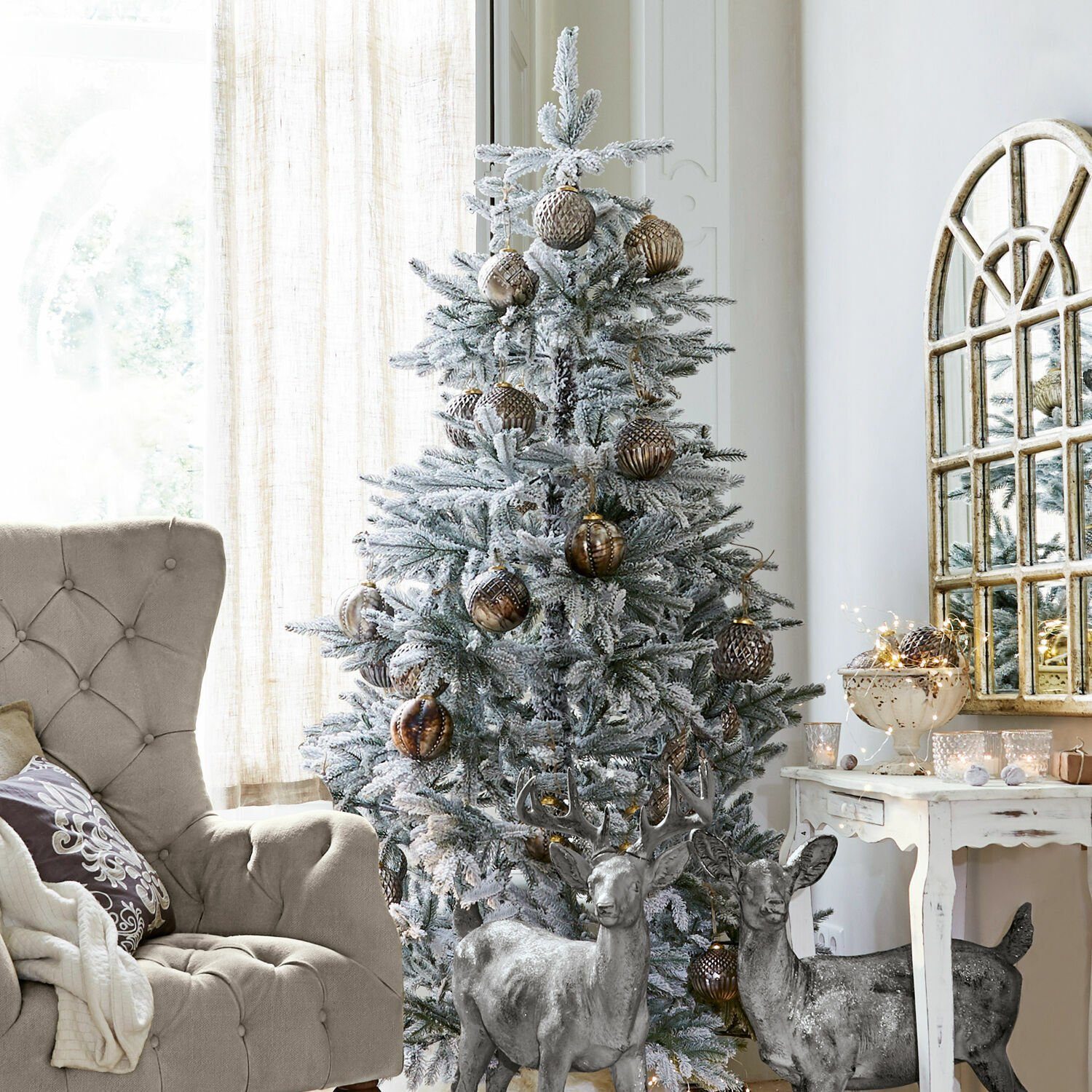 Mirabeau Christbaumschmuck Weihnachtsschmuck 8er Set Silverlake silber (8-tlg), Weihnachtsdekoration