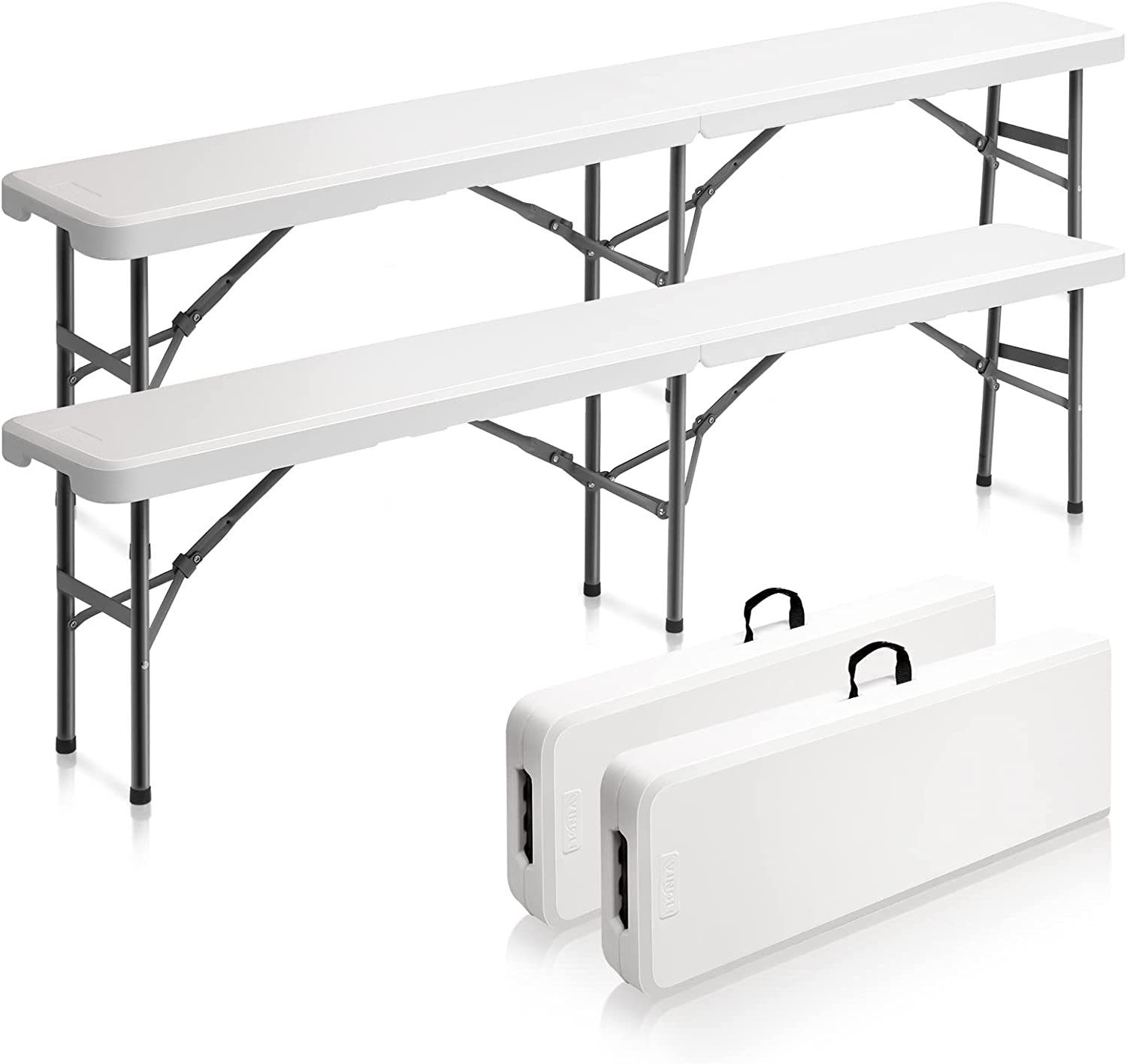 FCH Gartenstuhl, 2er Set Klappbank, Bierbank, Campingbank, 183 cm, 8 Personen
