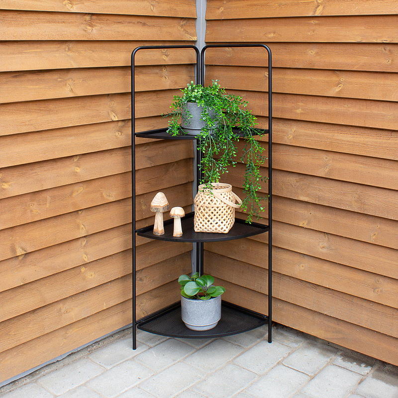 Gulvhylle hjørne 52x35x120 cm inne/ute sort