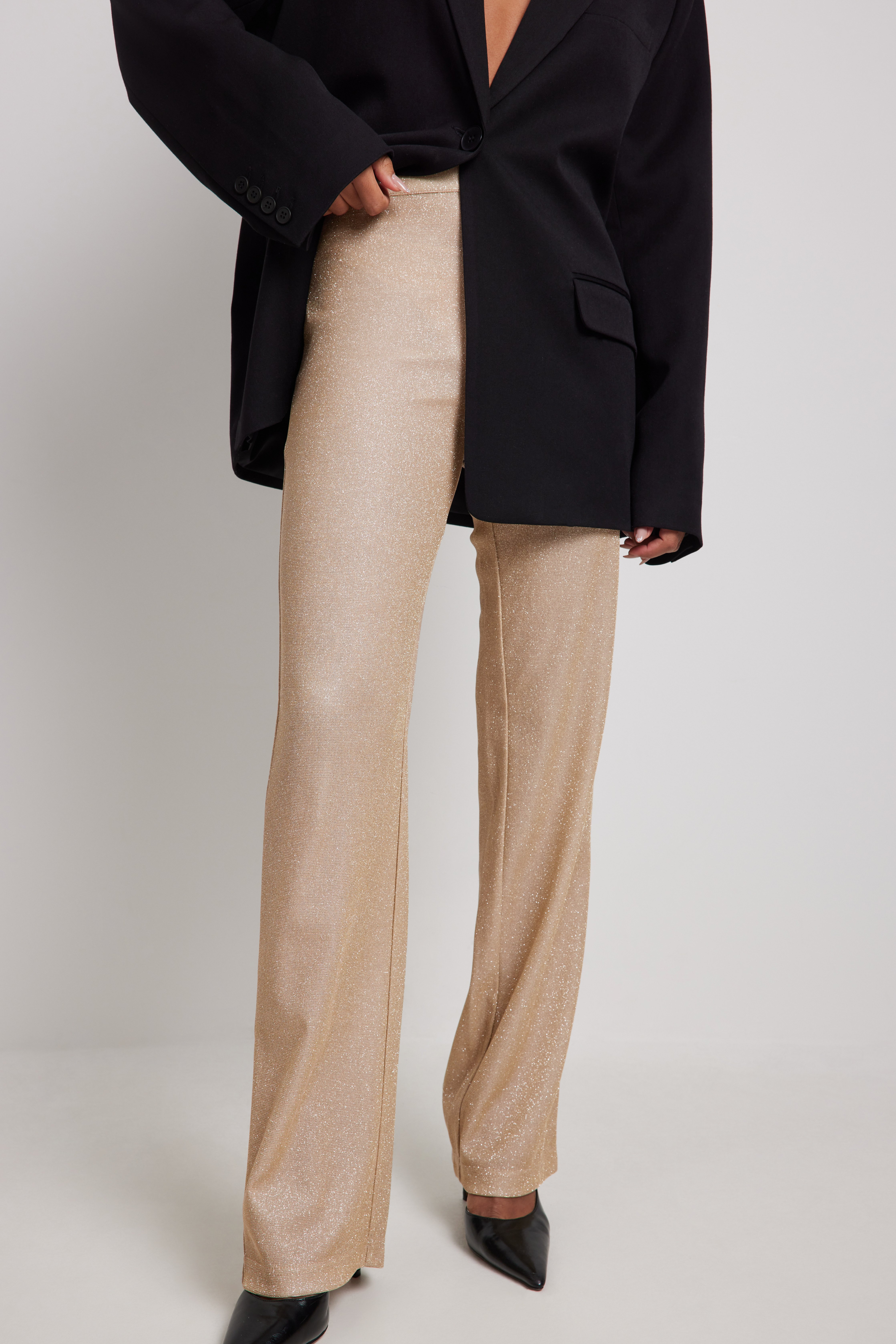 Gerade Hose mit hoher Taille und Glitzer