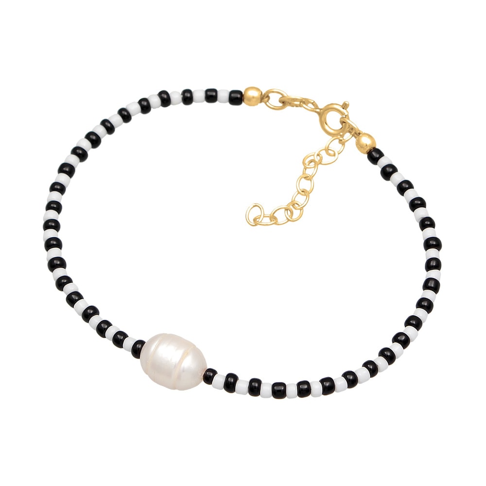 Elli Elli Bracelet Femmes pendentif baroque perles Noir Blanc avec perle d'eau douce e Bracelet