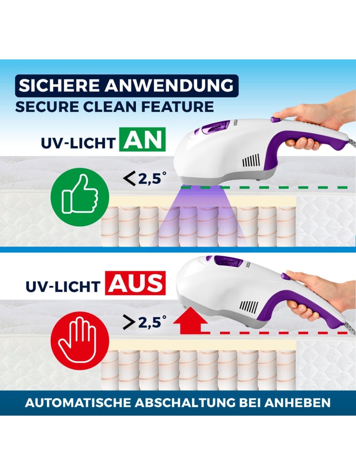 CLEANmaxx CLEANmaxx Milbensauger Vibration - entfernt 99,9 % Milben - 2 Ersatz-EPA-Filter günstig kaufen onesize