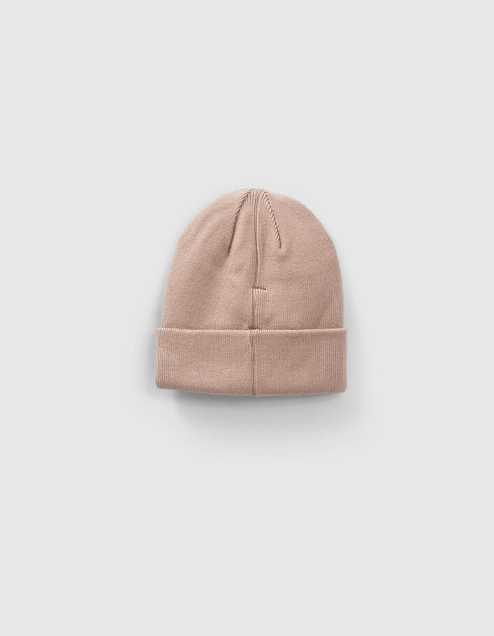 Bonnet beige tricot étiquette basketball garçon