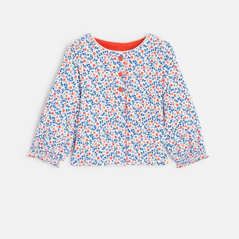Gilet réversible fleuri rouge bébé fille