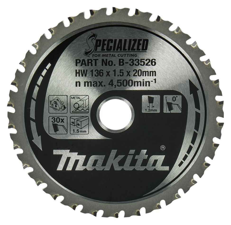 Makita Accessories B-33526 List za kružnu pilu Meki čelik Specialized 136x20x1.5 30T 0g