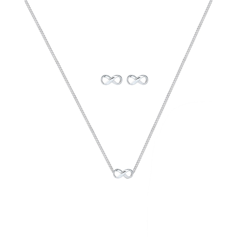 Elli Elli Ensemble de Bijoux Lot Symbole Infini Basic Collier Clous d'Oreille Femme -  Bijoux