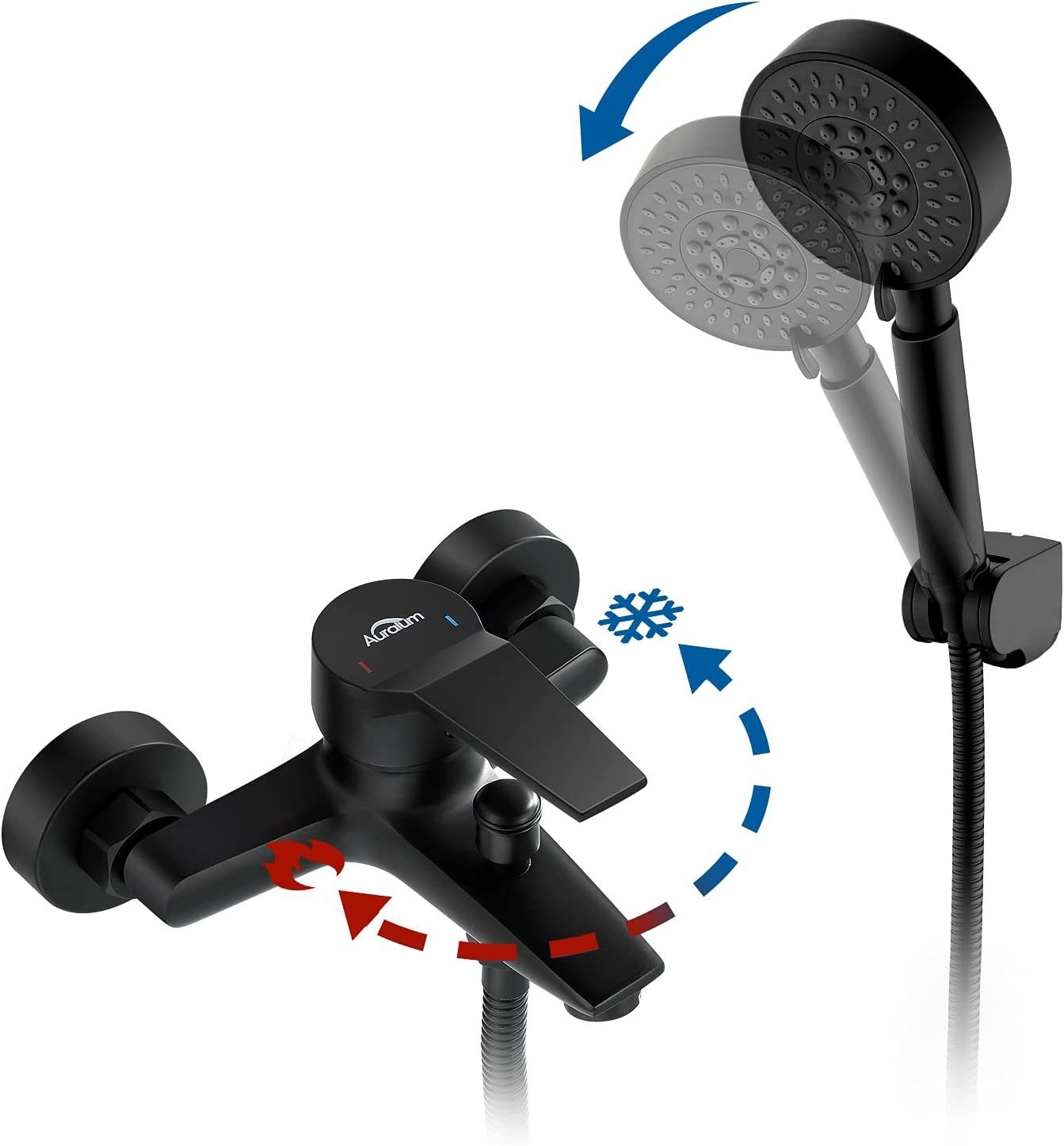 Auralum Duschsystem Badewannenarmatur Wasserhahn Duscharmatur Bade mit Handbrause Duschset