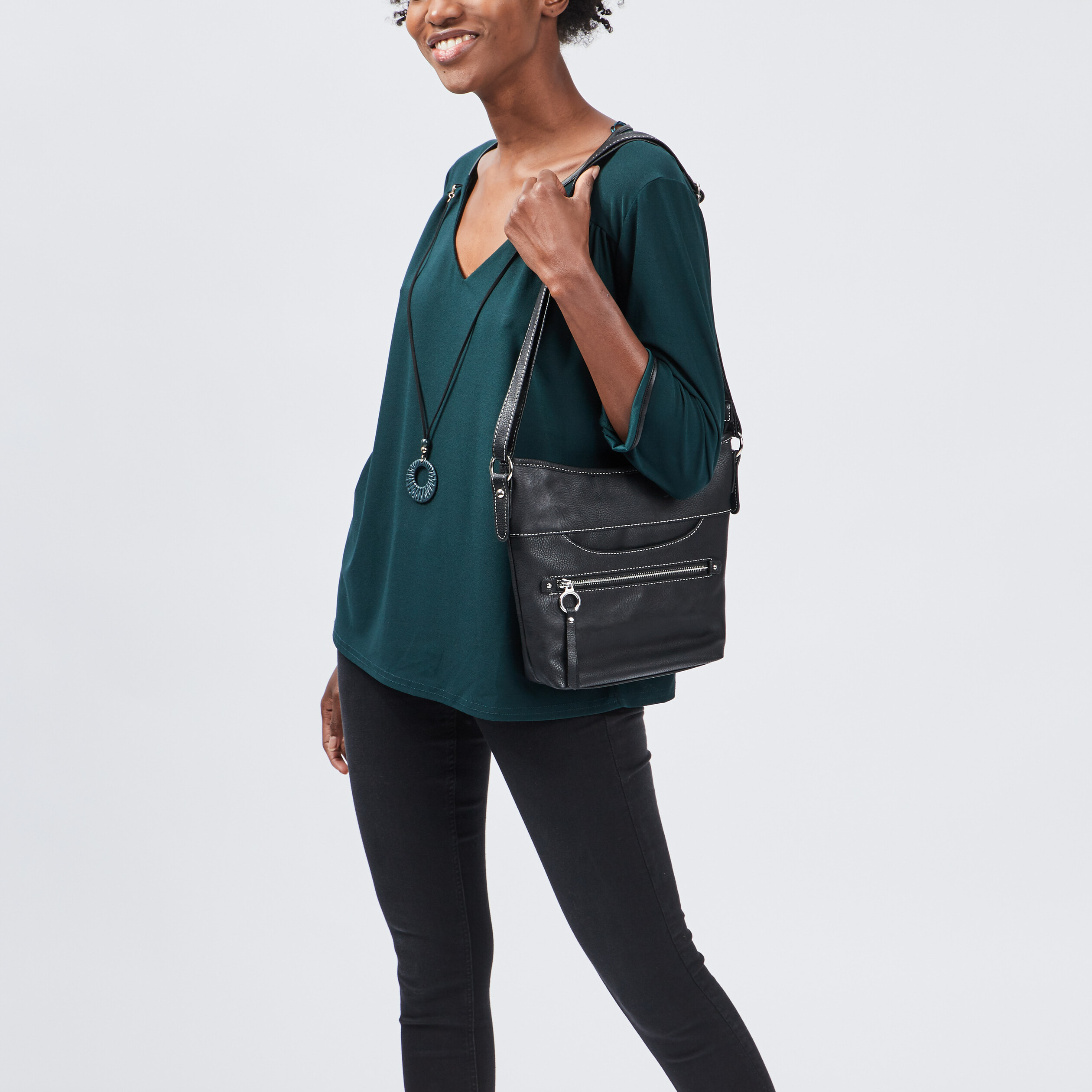 Sac cabas à bandoulière noir femme | La Halle
