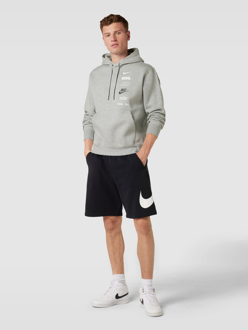 Hoodie mit Label-Details in hellgrau meliert