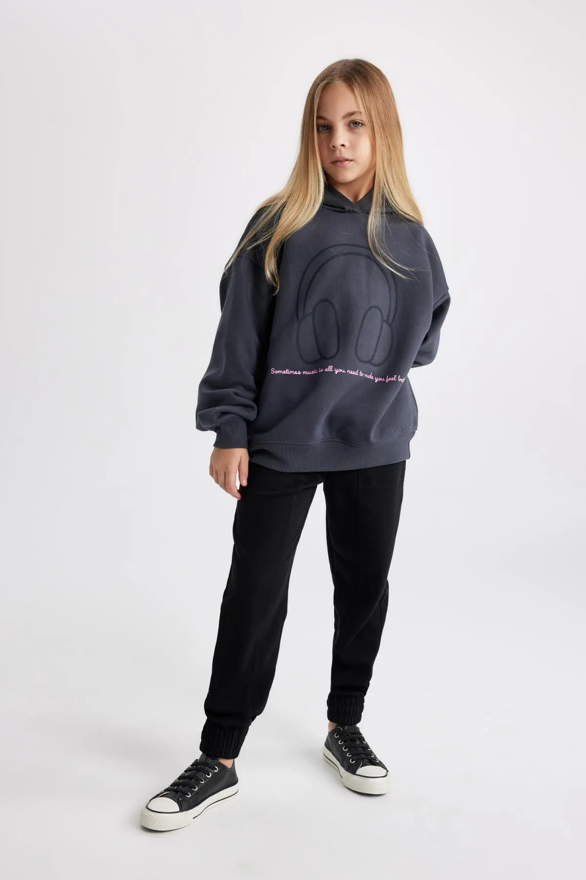 DeFacto  Dickes Kapuzen-Sweatshirt für Mädchen in Oversize-Passform mit weicher, flauschiger Innenseite