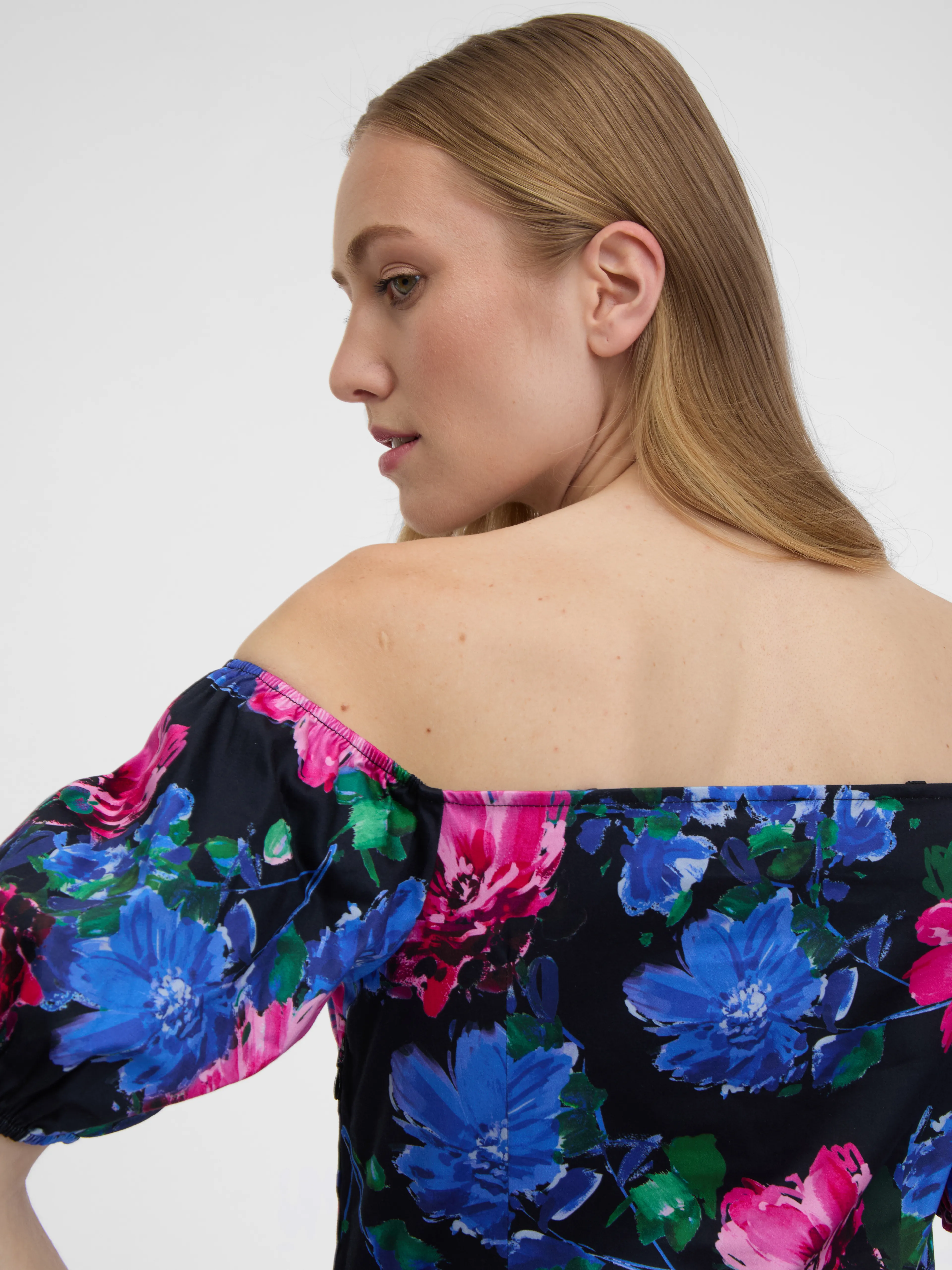 Rosa und schwarzes Damen-Blumenkleid ORSAY