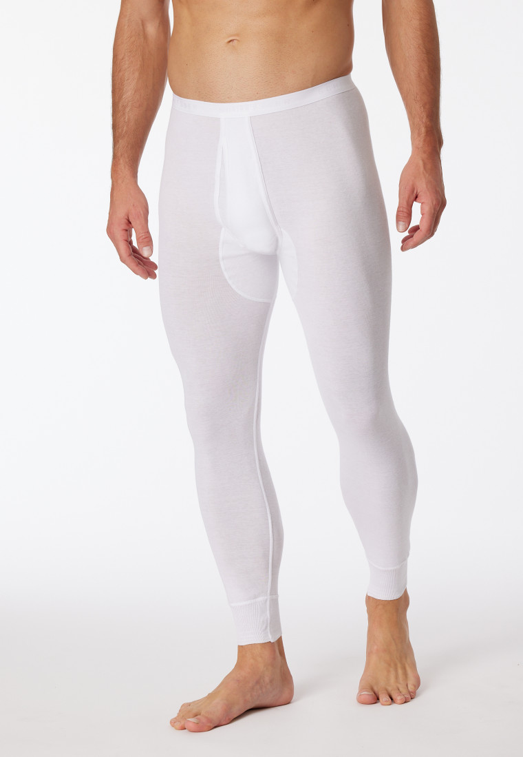 Unterhose lang mit Eingriff weiß - Original Feinripp