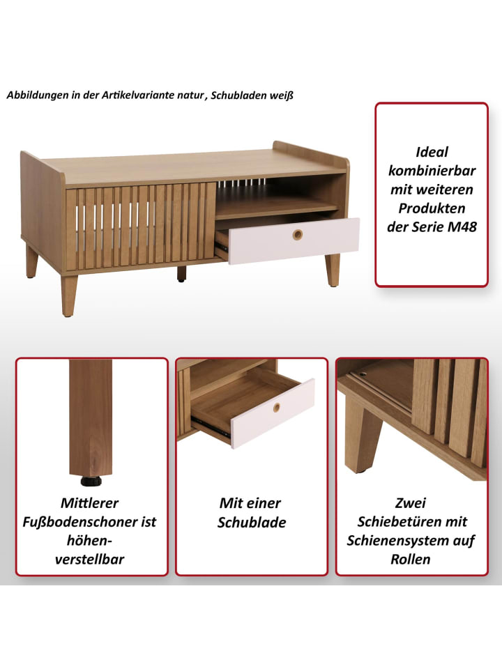 MCW Couchtisch M48, Walnuss-Optik, Schublade dunkelgrau günstig kaufen onesize
