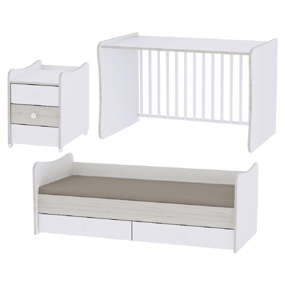 Lorelli Komplettbett Babybett Maxi Plus New, Schaukelfunktion Jugendbett Schrank Schreibtisch
